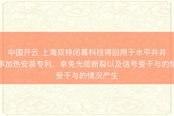 中国开云 上海双梓闭幕科技得回用于水平井井下大功率加热安装专利,幸免光缆断裂以及信号受干与的情况产生