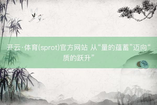 开云·体育(sprot)官方网站 从“量的蕴蓄”迈向“质的跃升”