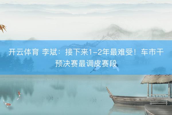 开云体育 李斌：接下来1-2年最难受！车市干预决赛最调皮赛段