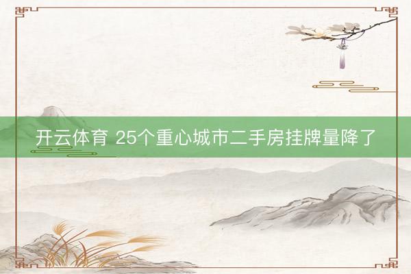 开云体育 25个重心城市二手房挂牌量降了
