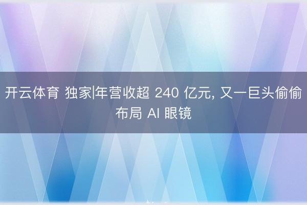 开云体育 独家|年营收超 240 亿元, 又一巨头偷偷布局 AI 眼镜
